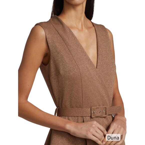 Chiara Boni La Petite Robe Kerolyn Belted Lurex Jumpsuit in Duna - Picture 5 of 6